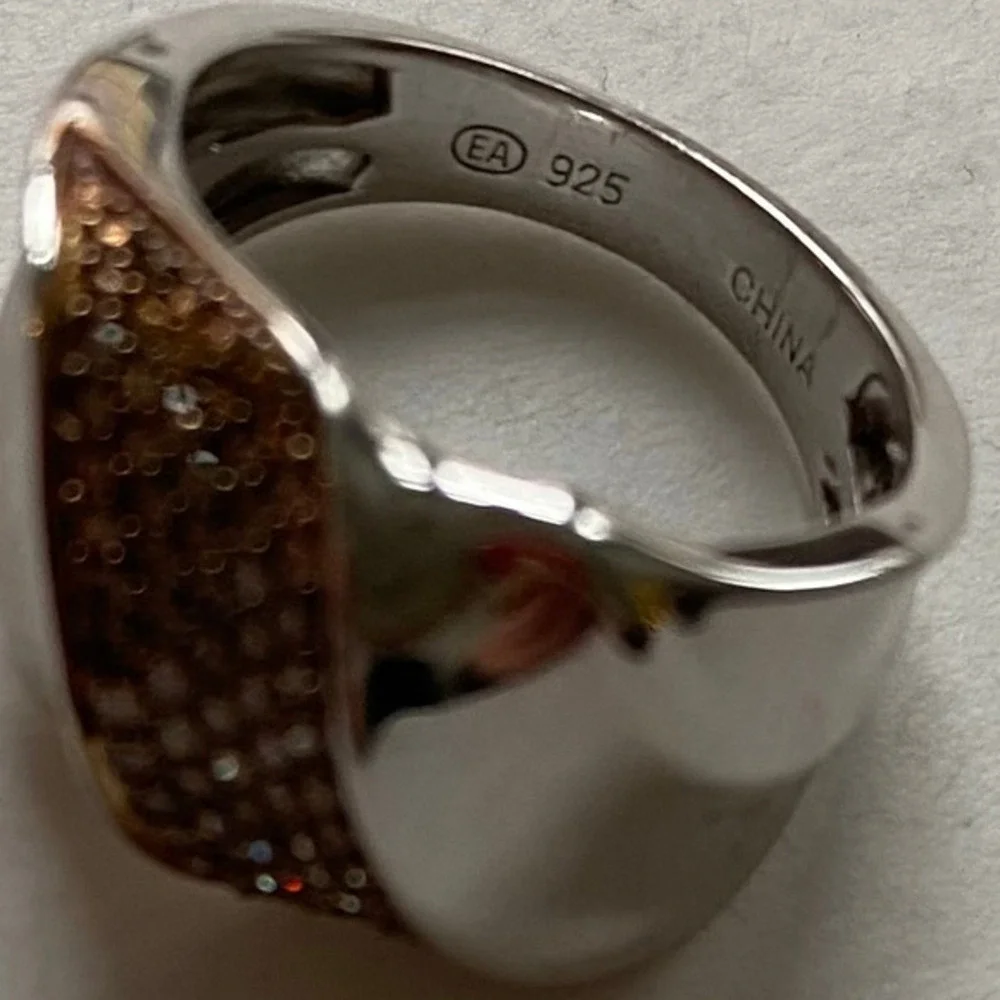 Affinity Pave Champagne 1/4ct Diamond Band Ring Size 6 Sterling Silver‎ 925 NEW